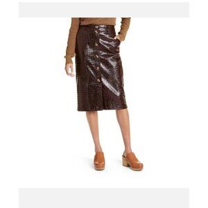 Rachel Comey x Target Women's 8 Brown Faux Leather Textured Pencil Skirt NWT